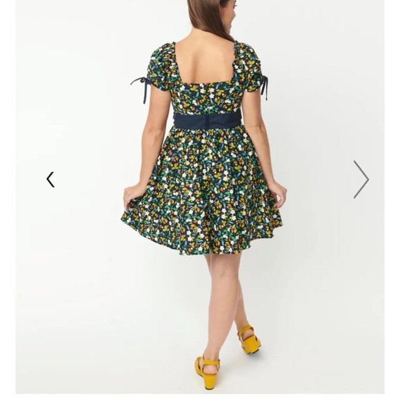 Black & Ditzy Strawberry Print Dakota Flare Dress - Picture 2 of 5